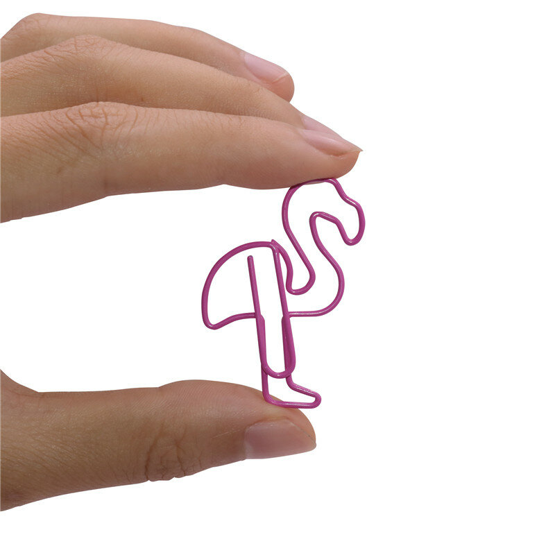 Trombone Flamingo à Longue Queue en Métal, Fournitures de Bureau, Épingle de Dossier, Pinces de Bricolage pour Étudiant, Signets en Métal