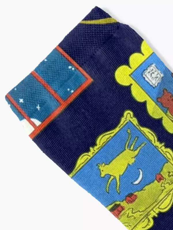 Gute Nacht Mond klassische Illustration Pack/Muster Socken Retro Schnee Männer Socken Frauen
