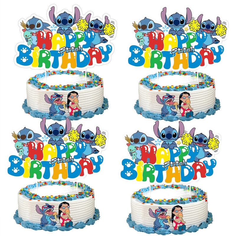 1 pz/lotto Stitch Theme Cake Decoration Cake Card Topper Kids Boys Birthday Party Supplies Baby Shower Cupcake Picks