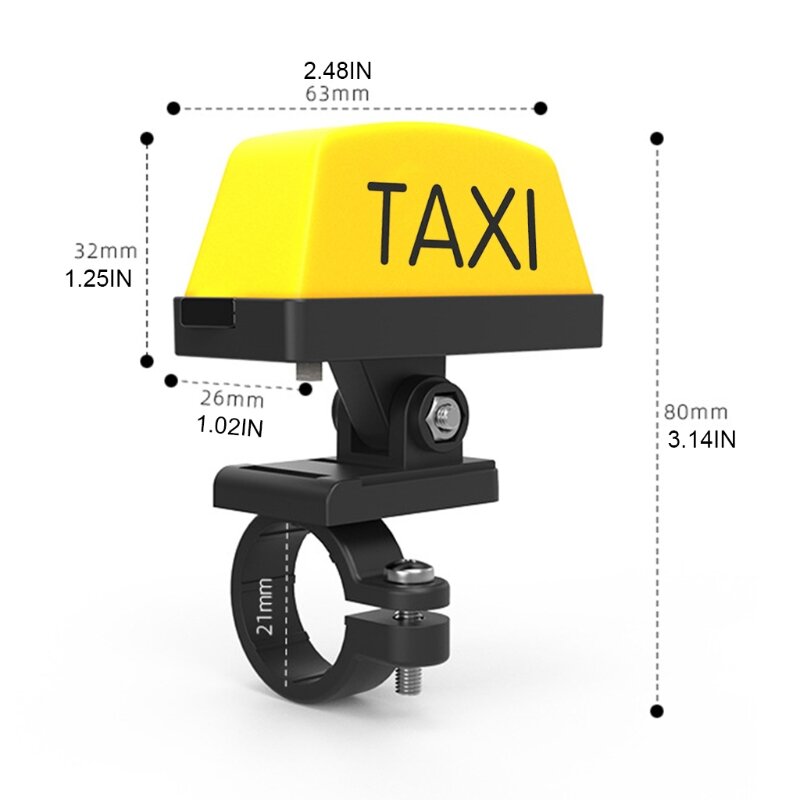 USB oplaadbare waarschuwing taxibox teken LED-lamp licht motorfiets decoratie gemodificeerd licht verstelbare handgreep helm