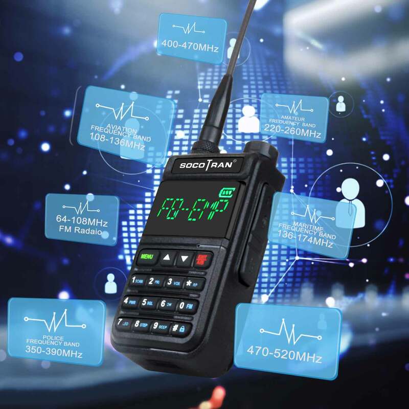 UV-5118 de banda aérea bidireccional, dispositivo de banda completa, 108-660MHz, escáner de policía marina, copia de frecuencia NOAA VOX, pantalla LCD oculta