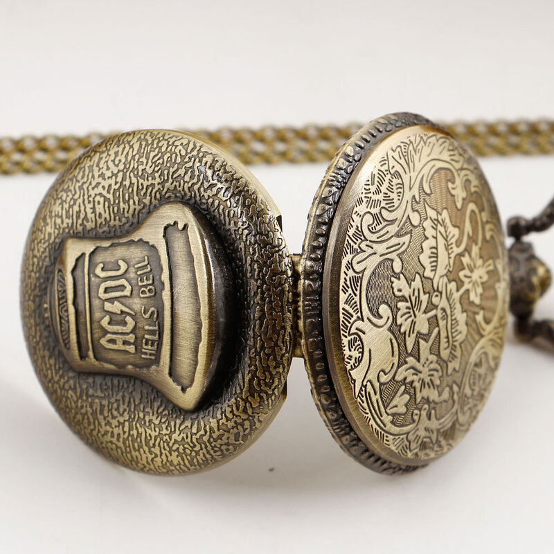 Montre de poche à Quartz en Bronze, grande cloche, chasseur complet, collier avec pendentif en chiffres arabes, horloge, chaînes de chandails Fob, livraison directe