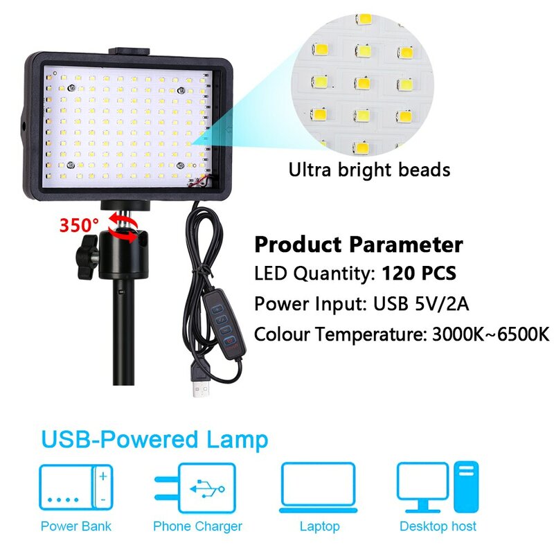 Projectors USB Lamp LED Video Light Bulb Panel Photography Lighting Photo Studio Lamp Kit For Shoot Live With Stand RGB Filters