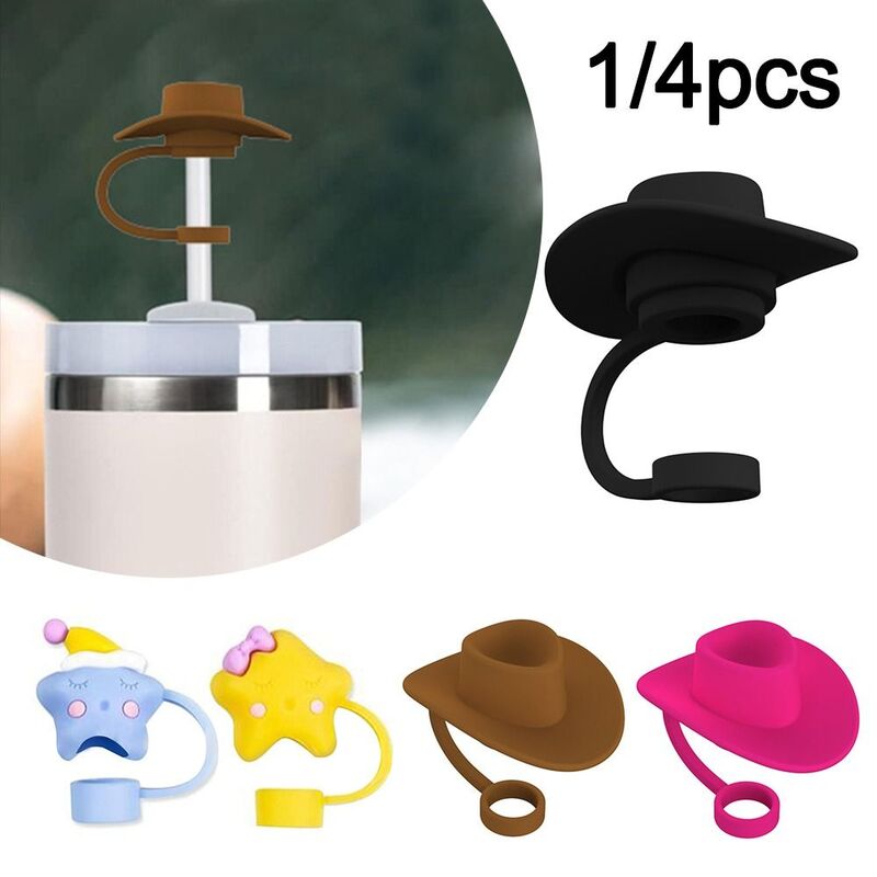 Силиконовая соломенная заглушка, креативная многоразовая герметичная колпачок для питьевой пыли, брызгозащищенная ковбойская шляпа, форма соломенного топпера, чашка, аксессуары