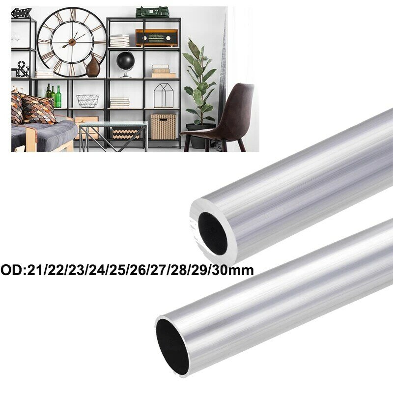 Uxcell-tubo redondo de aluminio 300, entrada de aire para marcos de tubería recta sin costuras, bricolaje, 1 piezas, 21mm-30mm OD, 6063mm de longitud