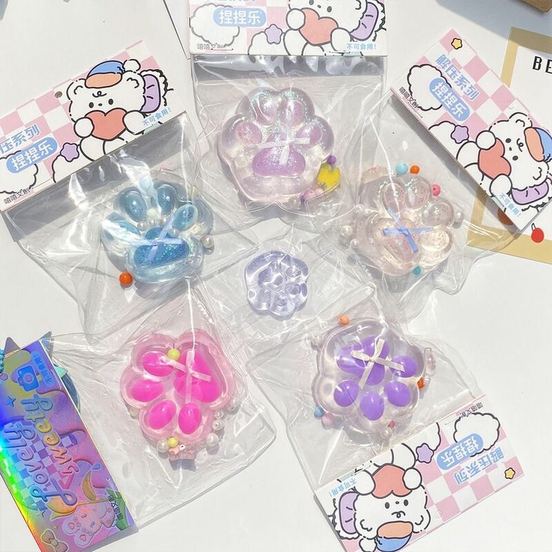 Transparent Cat Paw Slow Rebound Toy Quick Recovery TPR Pearl Cat Claw Pinch Toy Creative Cartoon Squeeze Cat Paw Adults