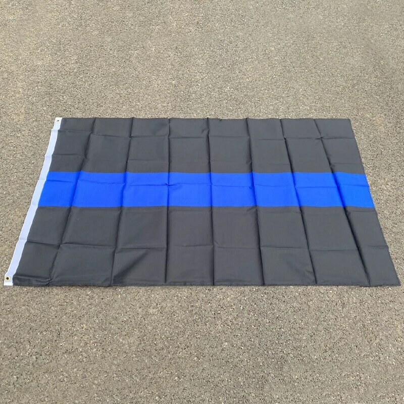 Drapeaux de police BlueLine USA avec œillets en laiton, ligne bleue fine, sensation américaine, blanc et bleu, 90x150cm