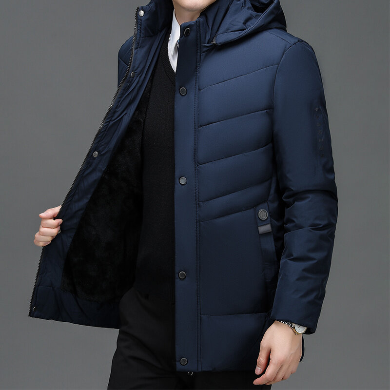 Winter Long Warm Jacket Men Parkas Thicken Fleece 2023 Stand Collar Solid Color Casual Parka Women Fashion New Streetwear