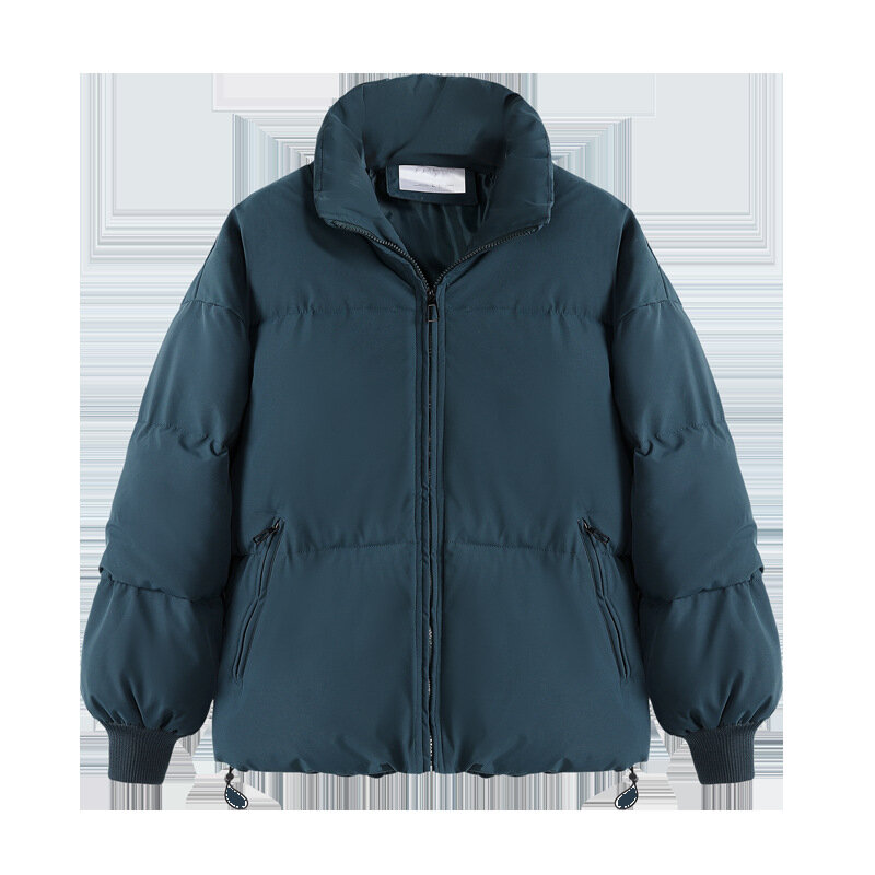 Jaqueta de manga comprida feminina de gola alta, casaco de parka casual feminino, casaco quente solto feminino, zíper, espesso, inverno, 2023