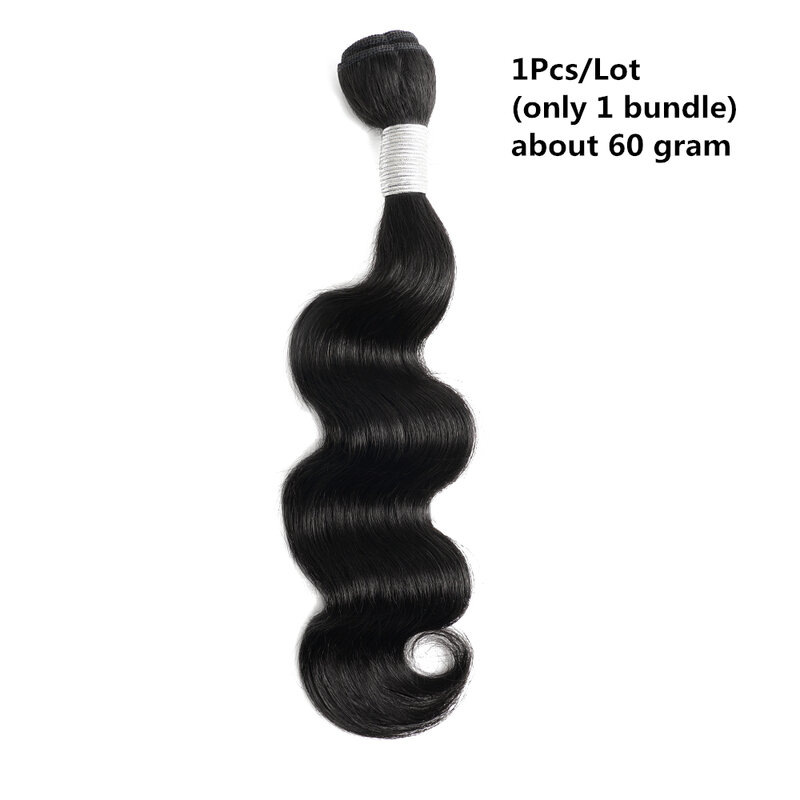 Kissshair – Extensions de cheveux naturels indiens Remy, Extensions de cheveux humains, Body Wave, couleur noire naturelle, Double trame, 12 à 22 pouces, 60g/lot