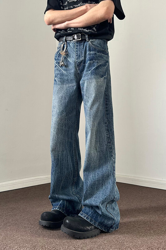 Jeans rasgado para mulheres, calças soltas e casuais, estilo americano, tendência de rua, 2024