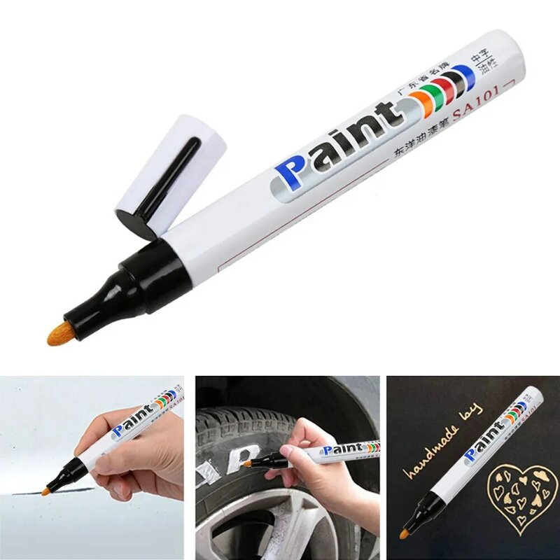 1 Stuks Witte Waterdichte Auto 'S Wiel Band Olieachtige Pen Auto Rubber Band Verf Pen Cd Metaal Permanente Verf Marker Graffiti Touch Up