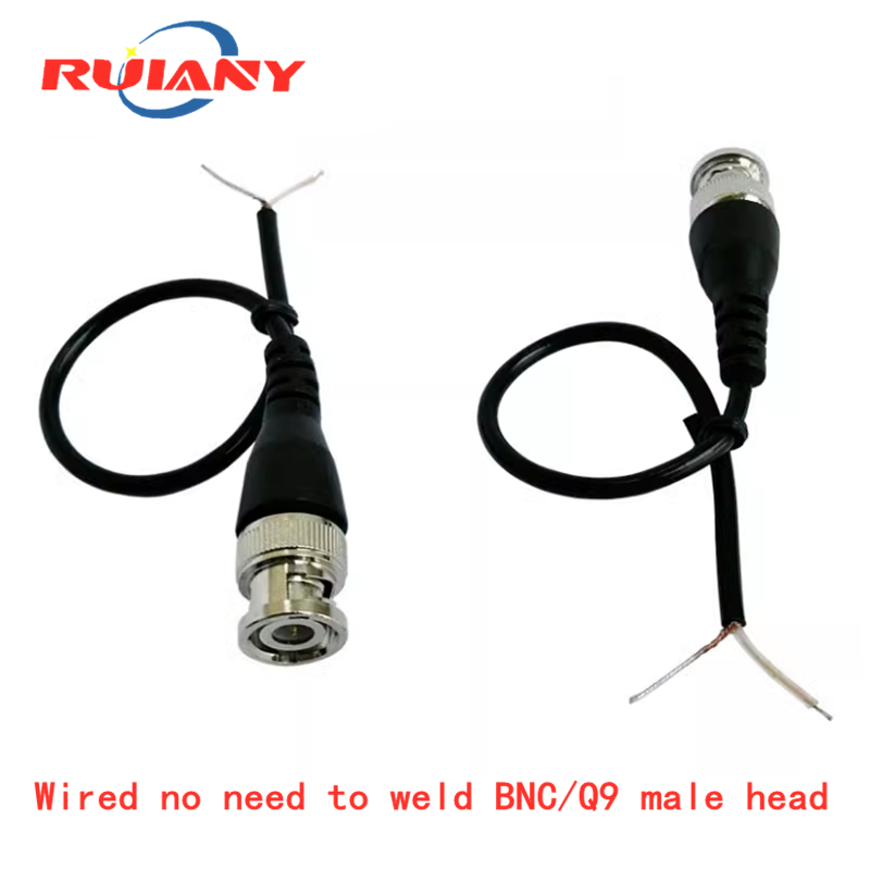 Jumper tembaga murni konektor BNC Gratis pengelasan Q9 aksesori kabel video sinyal koaksial pemantauan kepala qnc dengan ekor pria BNC