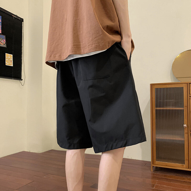 Шорты-карго мужские с завышенной талией, однотонные свободные модные Универсальные простые уличные штаны в японском стиле для отдыха и колледжа, лето