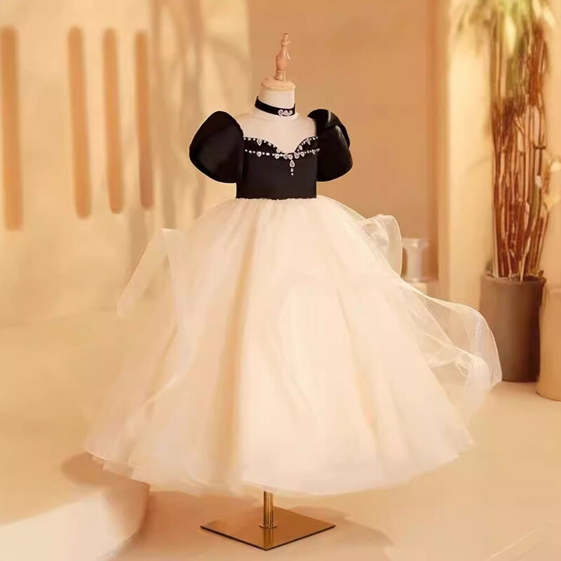 2024 элегантные детские рождественские платья для девочек, детский Свадебный костюм на день рождения, официальное платье принцессы с цветами для девочек