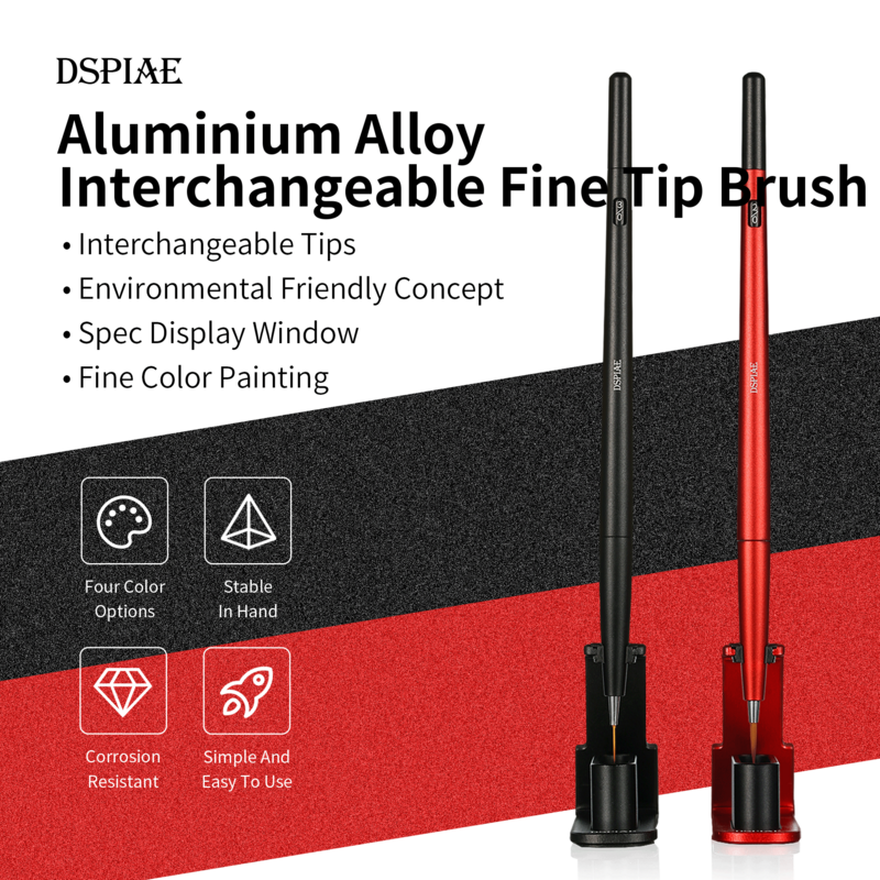 DSPIAE-cepillo de punta fina intercambiable de aleación de aluminio, AT-FB, utilízalo con el soporte de cepillo fino