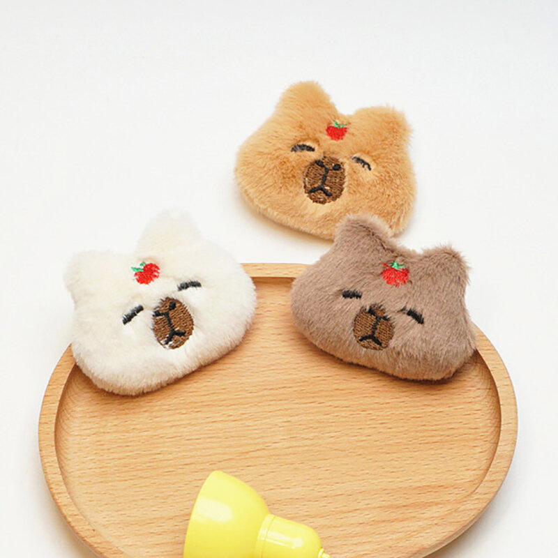 Muñeco de peluche de dibujos animados Capybara, Animal de peluche suave, juguetes de peluche encantadores, accesorios de decoración de broche DIY