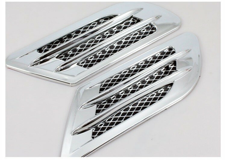 2Pcs/Set Car Styling 3D Fake Vents Decorative Outlet Side Stickers Car Side Air Flow Vent for Fender Hole Cover Intake Grille