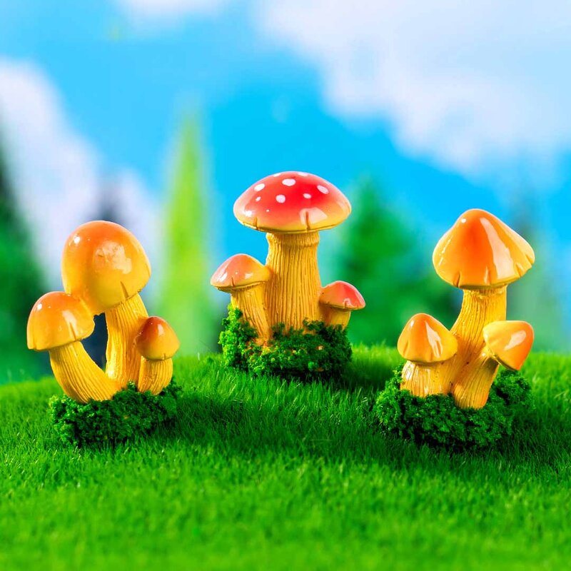 Моделирование красочных грибов, модель из смолы, мох, микро-ландшафт, аксессуары для суккулентов, настольное украшение «сделай сам»