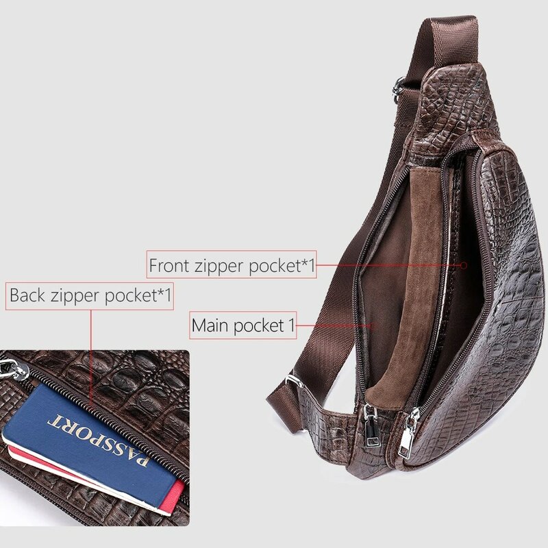 Дизайнерская крокодиловая сумка WESTAL для мужчин, нагрудная сумка через плечо из натуральной кожи, модная уличная дорожная Сумочка через плечо, 698