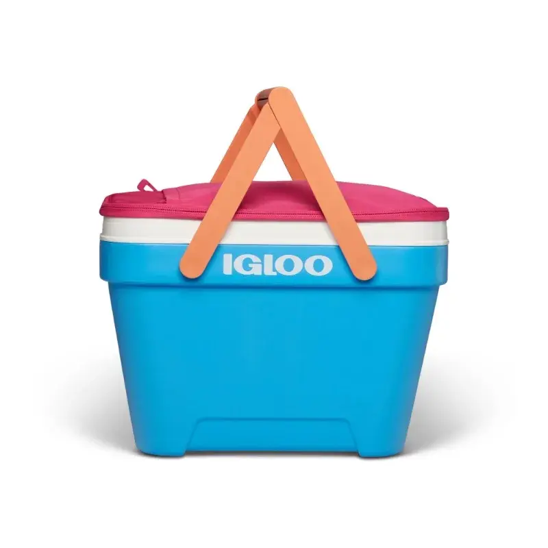 Igloo 25 QT Picnic Basket Cooler, Pink and Blue