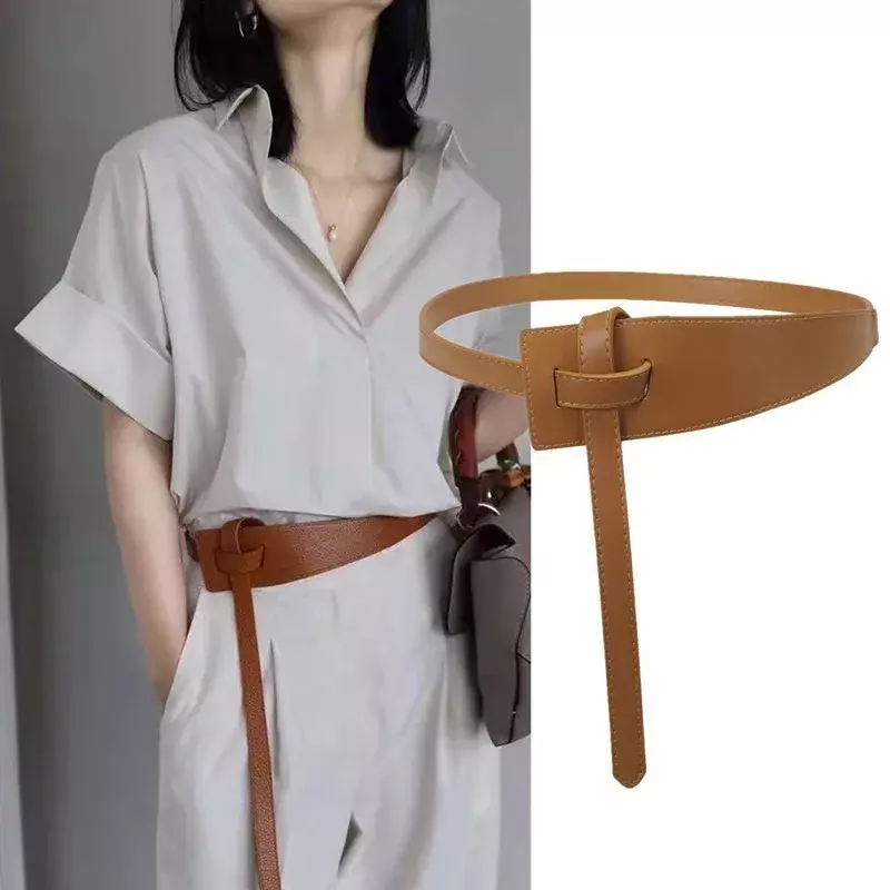 Frauen breiter Hüftgurt dekorative Kunstleder geknotete Mantel Gürtels chnalle weichen Pu Bund für Kleider mantel