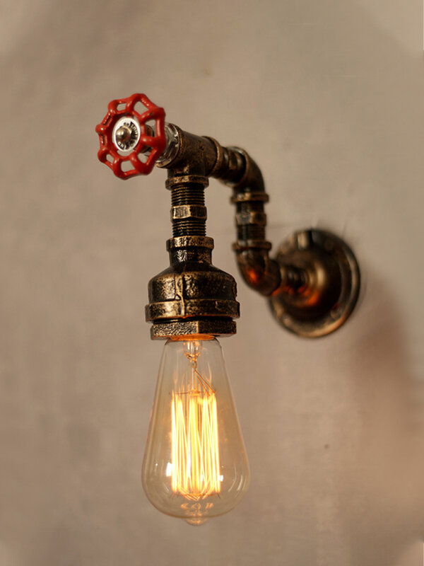 Lámpara de pared de tubería de agua retro de estilo Industrial para loft, barra de pasillo creativa, estilo americano