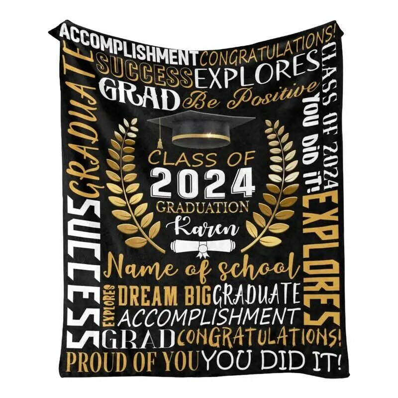 Одеяло для выпускного колледжа 2024, одеяло для нее для него, теплое удобное мягкое легкое плюшевое одеяло для выпускного, 2024