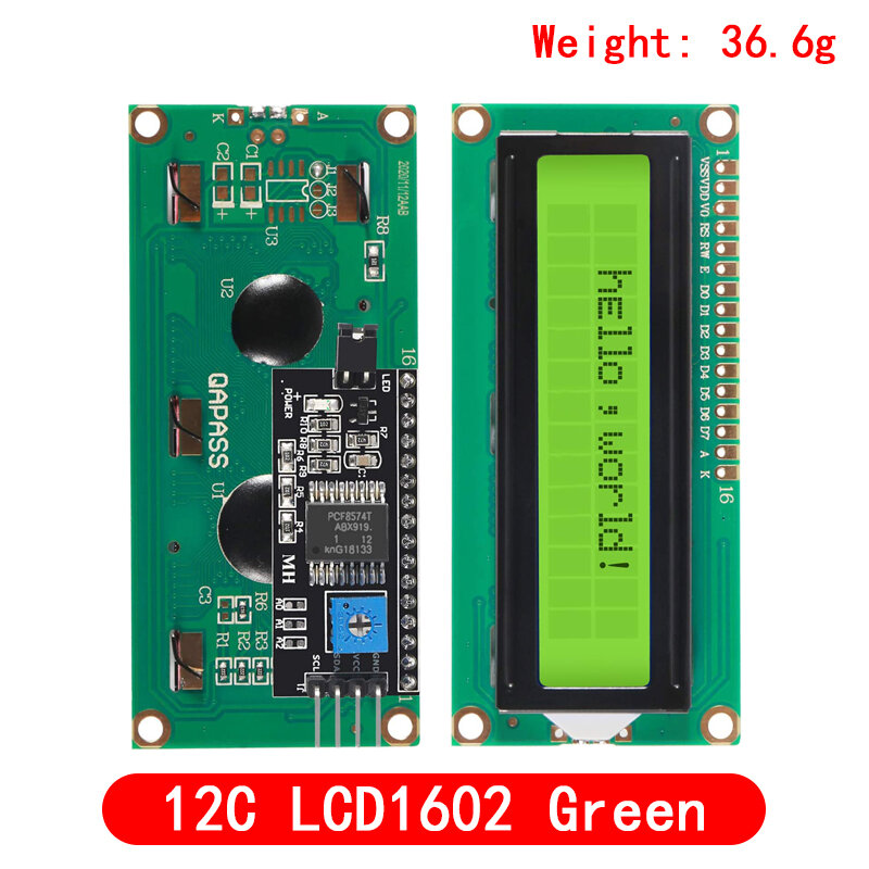 Lcd Module Blauw Groen Scherm Iic/I2c 1602 Voor Arduino 1602 Lcd Uno R3 Mega2560 Lcd1602 Lcd1602 + I2c