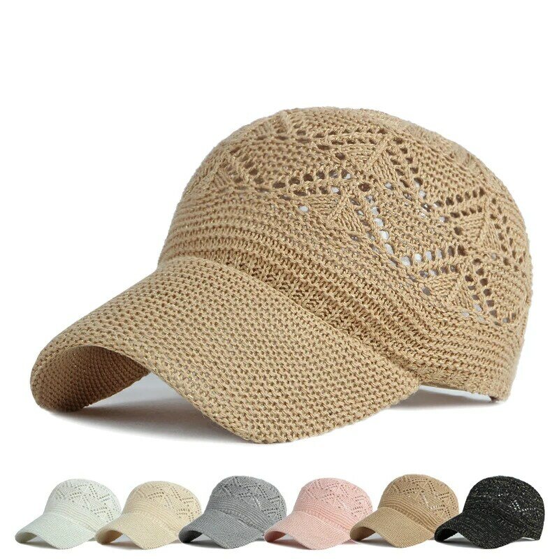 여성용 중공 야구 모자, 통기성 니트 모자, 휴일 메쉬 모자, 조절 가능한 모자, 태양 모자, 여름