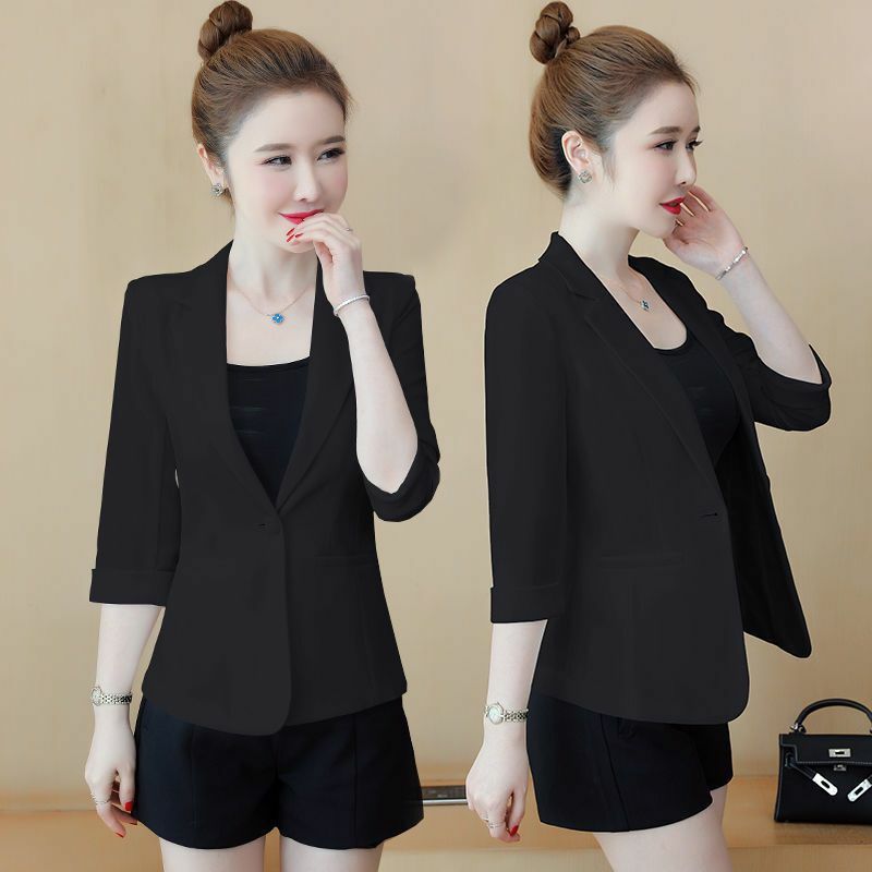 Корейская версия, приталенный женский маленький пиджак, новинка весны-лета 2024, модное элегантное кружевное пальто для женщин, черный, белый, короткий, B12