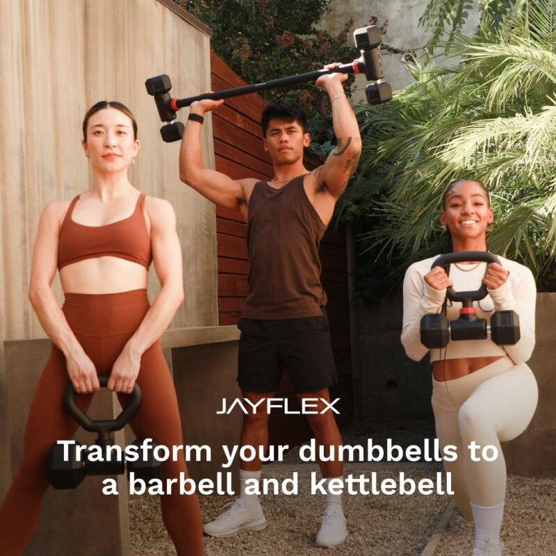 Jayflex Hyperbell konverter Dumbbell-mengubah Set barbel ke barbel dan Kettlebell untuk kebugaran rumahan-dapat disesuaikan & hingga