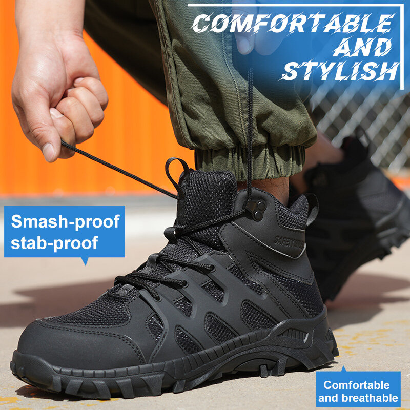 남녀공용 안전 작업 신발, 통기성 안전 신발, 강철 발가락 작업 스니커즈, 스매시 방지 안전 부츠