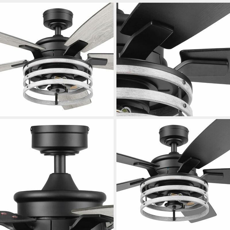 Honeywell Ceiling Fans Carnegie,52 Inch Industrial Style Indoor LED Ceiling Fan with Light, Remote Control, Dual Mounting Option