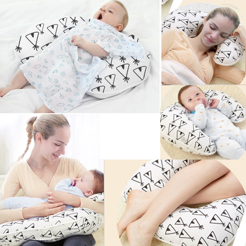 Almohada de bebé en forma de U, almohadilla Lumbar de lactancia de algodón puro para recién nacido, almohada de lactancia para bebé
