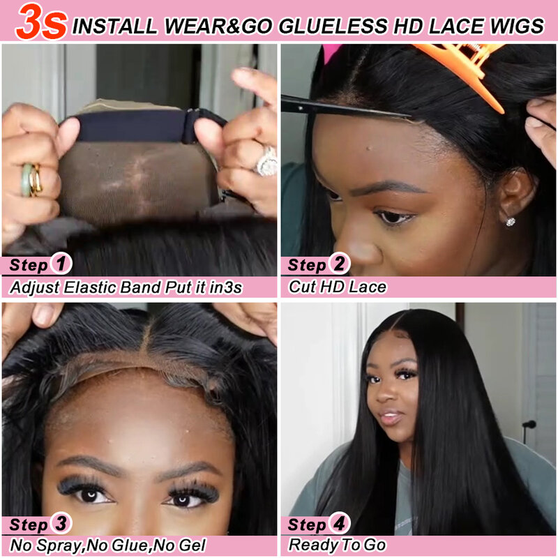 Wow Angel Glueless Wigs 7x7/6x6/5x5 HD Lace Closure Wigs Silk Straight Melt Skins Deep Part Ready to Go Human Hair Wig For Woman