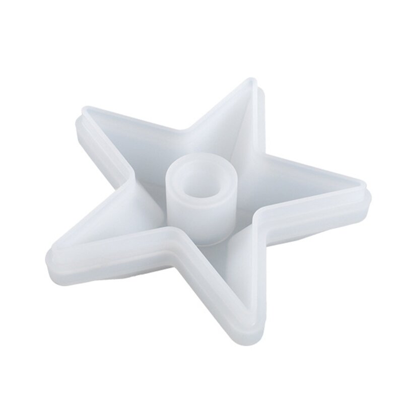 F42F Five-pointed Star Shaped Mold Candle Holder Making Moulds for DIY Candle Decor