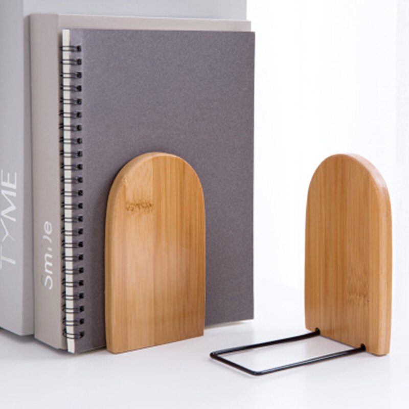 Nature Bamboo Desktop Organizer Bookends Book Ends Stand Holder Shelf Bookrack
