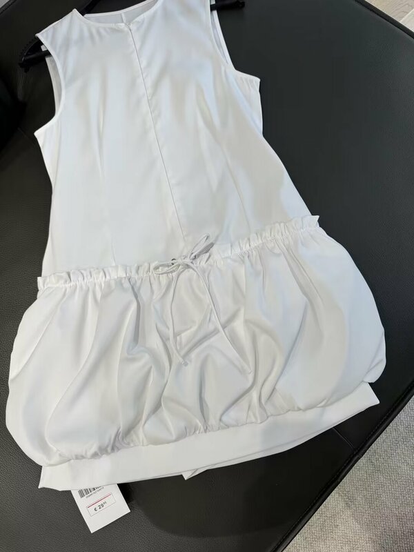 Saia de balão chique feminina, elástico vintage na cintura, saia conjunta feminina, nova moda, 2024