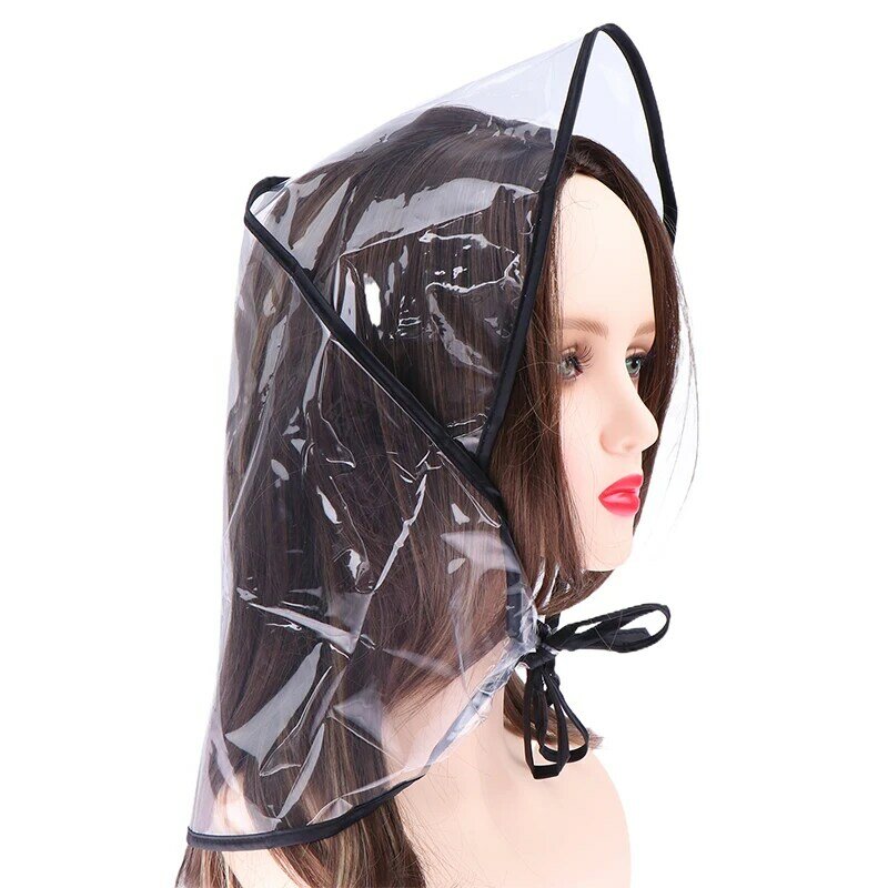 1pc Protect Hairstyle Reusable Plastic Transparent Windproof and Rainproof Cap Waterproof Rain Wind Hat Hood Bonnet Hair