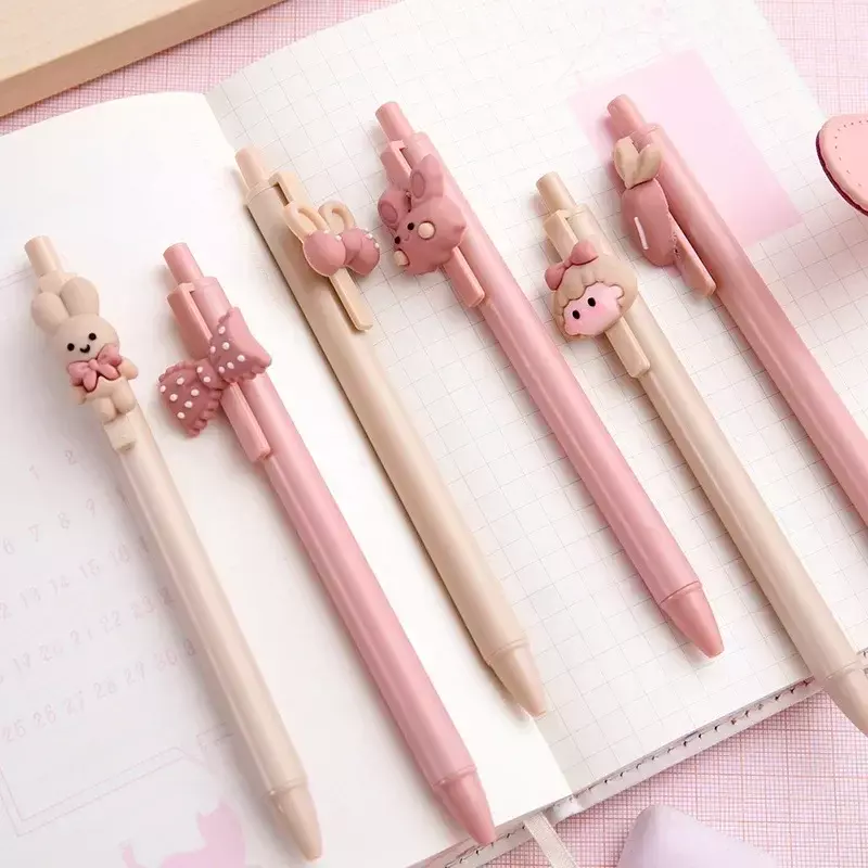 Bolígrafo Kawaii de color rosa para aprendizaje, bolígrafos de presión de prueba, suministros escolares, accesorios de oficina