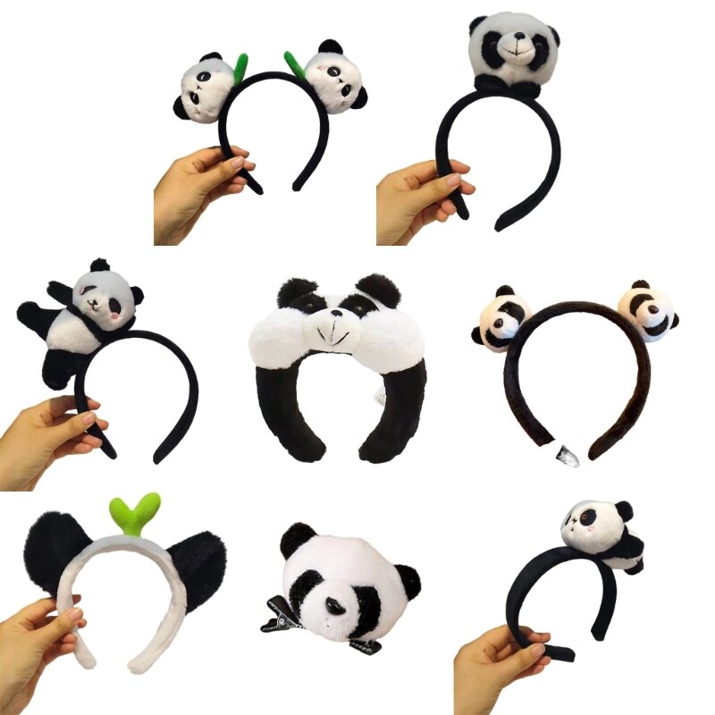 Wiele typów kreskówek nadziewanych kształt pandy obręcz do włosów sesja zdjęciowa uchwyt do włosów impreza okazji Halloween