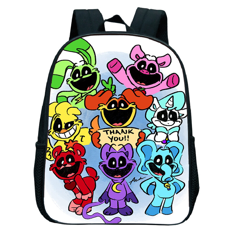 Funny Smiling Critters Print Schoolbag Cartoon Kindergarten Backpack for Preschool Girls And Boys Lightweight Baby Toddler Bags