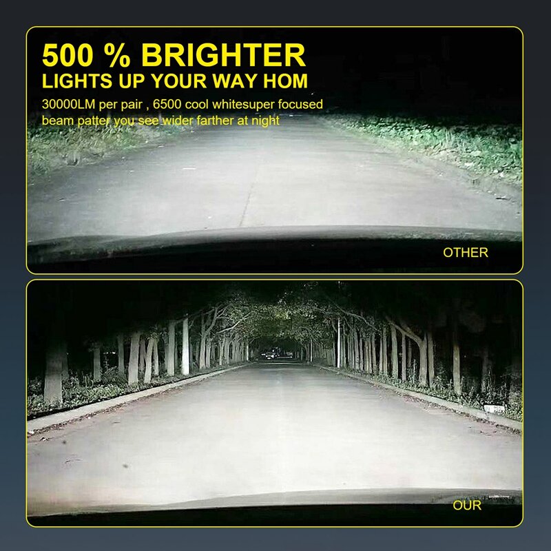 Bombilla LED para faro delantero de coche, lámpara antiniebla blanca, 300W, 30000LM, 9005, 9006, H7, H11, 6000K, P9