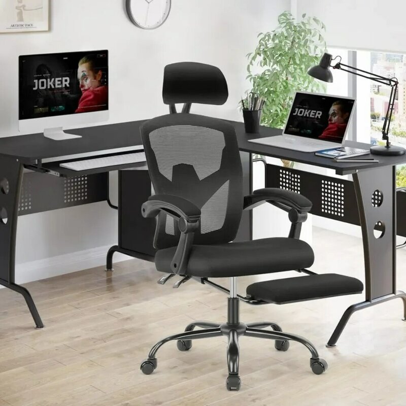 Ergonomiczne krzesło biurowe, rozkładane krzesła biurowe z podnóżkiem, krzesła komputerowe z wysokim oparciem Krzesło biurowe z siatki