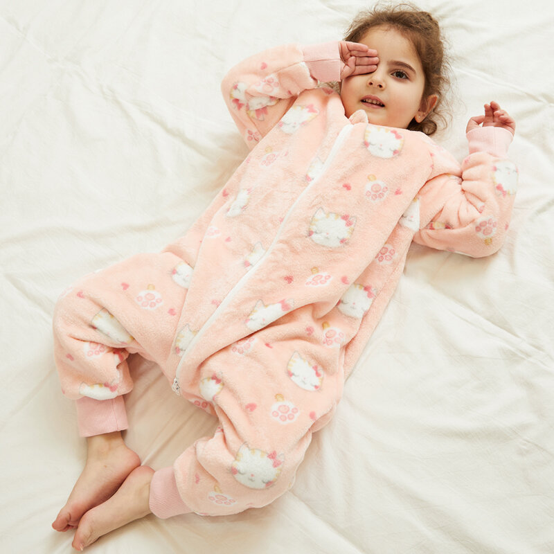 1 Tot 6 Jaar Winter Flanellen Kinderen Pyjama Slaapzakken Rompertjes Voor Jongens En Meisjes Eendelige Pakken Voor Thuiskleding