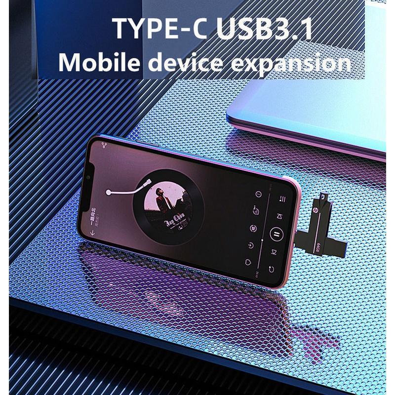 HP USB 3.1 tipe-c 3.1, Flash Drive 32GB 64GB 128GB untuk PC Android, ponsel pintar, Penyimpanan stik memori