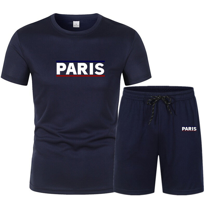 Conjunto de camiseta e shorts masculinos de manga curta com gola redonda, roupas esportivas casuais, roupas de basquete, verão, 2024
