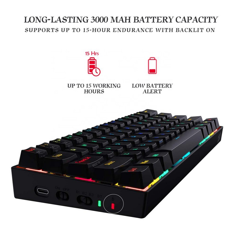 Беспроводная механическая клавиатура с RGB-подсветкой, 61 клавиша