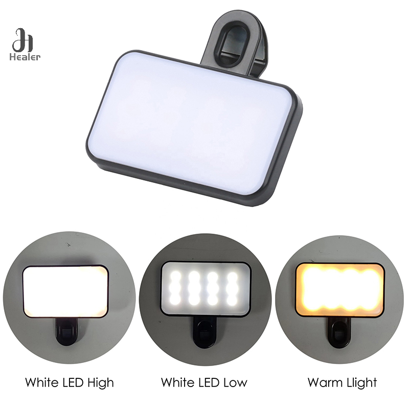 1PC Portable Mini Selfie Fill Light Rechargeable 3 Modes Adjustable Brightness Clip On For Phone Laptop Tablet Meeting Make Up